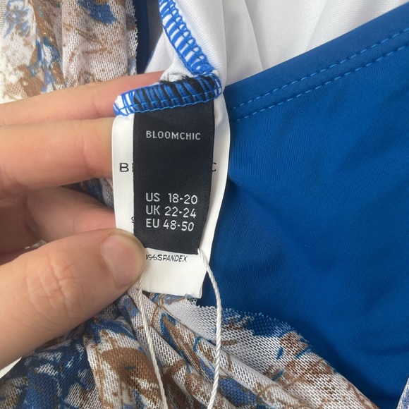 BoomChic NWT  Graphic Patchwork Sculpt Waist Hanky Hem Swim Dress Size 18-20 - Picture 15 of 16